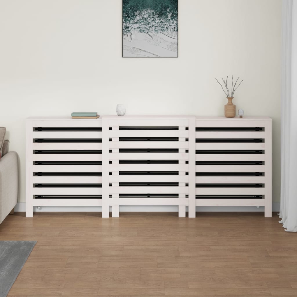 Radiatorombouw 210x21x85 cm massief grenenhout wit - AllerleiShop