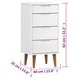 Ladekast MOLDE 40x35x82 cm massief grenenhout wit - AllerleiShop