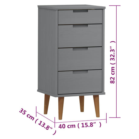 Ladekast MOLDE 40x35x82 cm massief grenenhout grijs - AllerleiShop