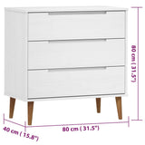 Ladekast MOLDE 80x40x80 cm massief grenenhout wit - AllerleiShop