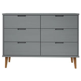 Ladekast MOLDE 113x40x80 cm massief grenenhout grijs - AllerleiShop