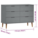 Ladekast MOLDE 113x40x80 cm massief grenenhout grijs - AllerleiShop