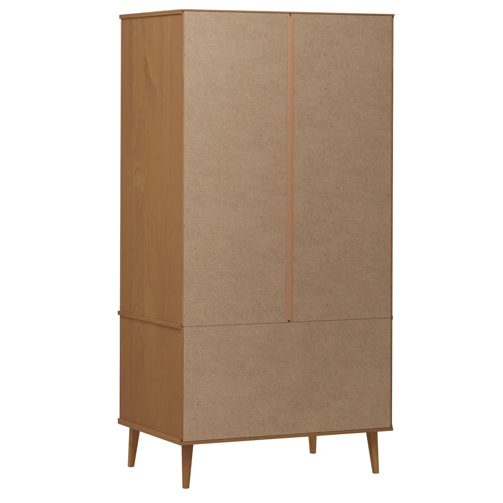 Kledingkast MOLDE 90x55x175 cm massief grenenhout bruin - AllerleiShop