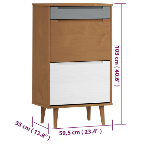 Schoenenkast MOLDE 59,5x35x103 cm massief grenenhout bruin - AllerleiShop