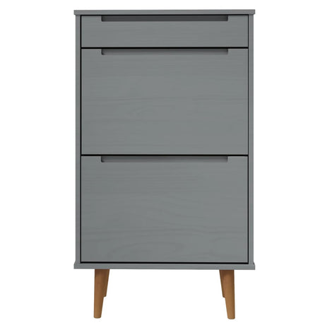 Schoenenkast MOLDE 59,5x35x103 cm massief grenenhout grijs - AllerleiShop