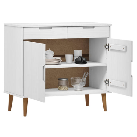 Dressoir MOLDE 90x40x80 cm massief grenenhout wit - AllerleiShop