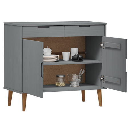 Dressoir MOLDE 90x40x80 cm massief grenenhout grijs - AllerleiShop