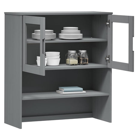 Opzetkast MOLDE 90x35x100 cm massief grenenhout grijs - AllerleiShop