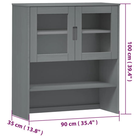 Opzetkast MOLDE 90x35x100 cm massief grenenhout grijs - AllerleiShop