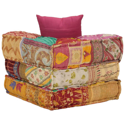 Poef modulair met kussen patchwork stof - AllerleiShop