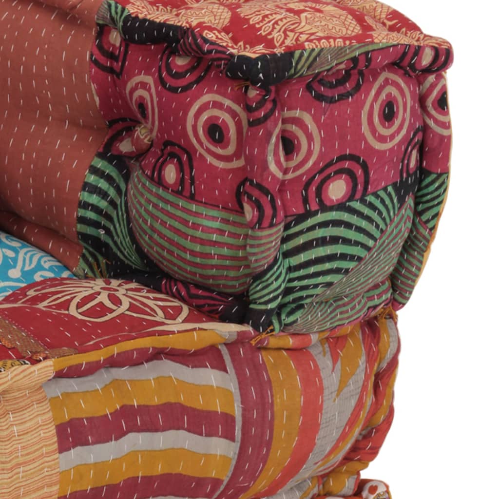 Poef modulair met kussen patchwork stof - AllerleiShop