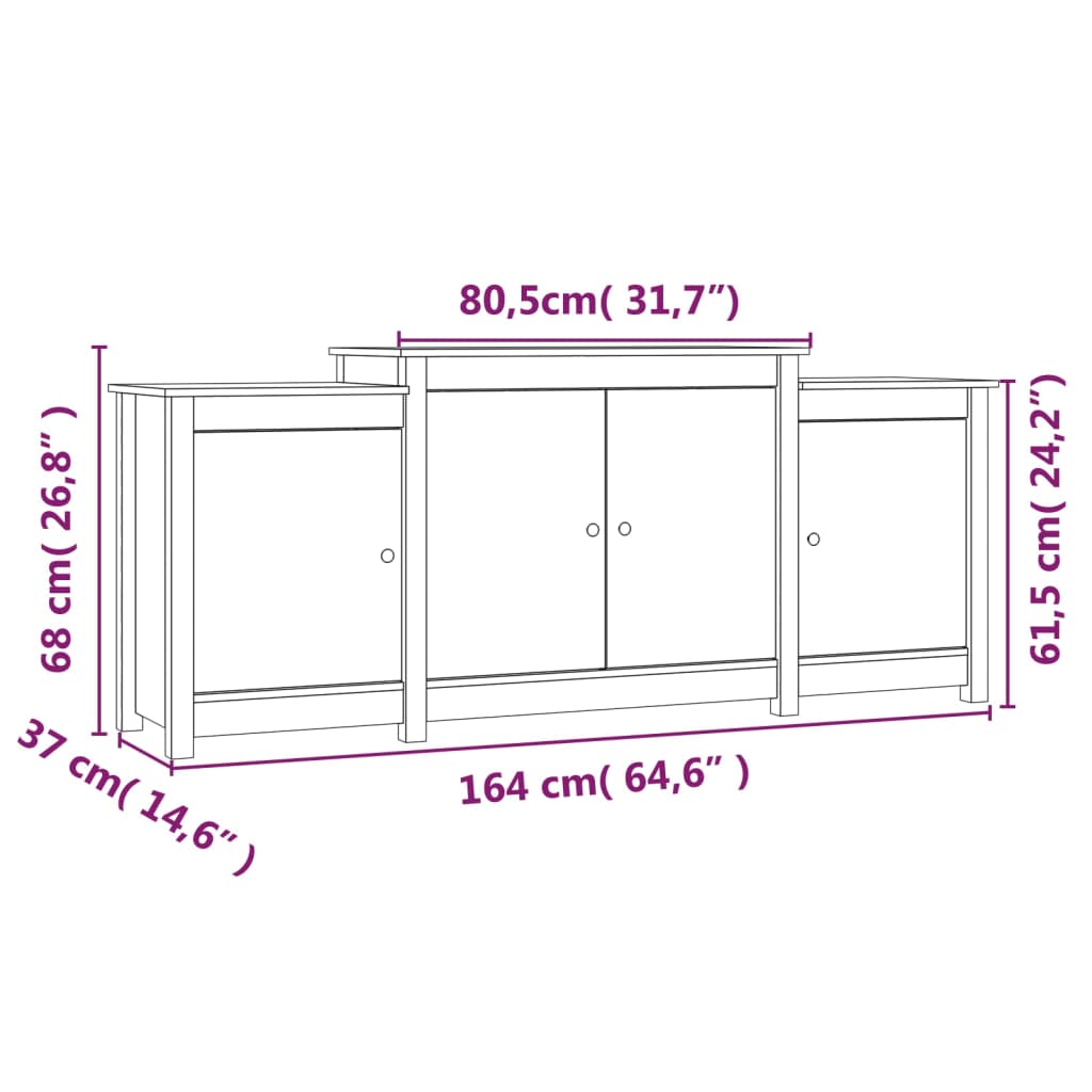 Dressoir 164x37x68 cm massief grenenhout - AllerleiShop