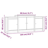 Dressoir 164x37x68 cm massief grenenhout wit - AllerleiShop