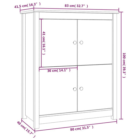 Dressoir 83x41,5x100 cm massief grenenhout wit - AllerleiShop