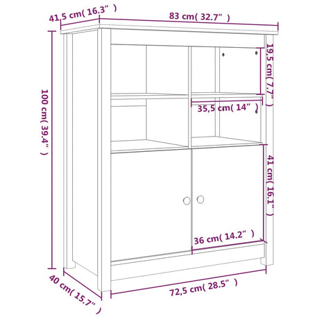 Dressoir 83x41,5x100 cm massief grenenhout grijs - AllerleiShop