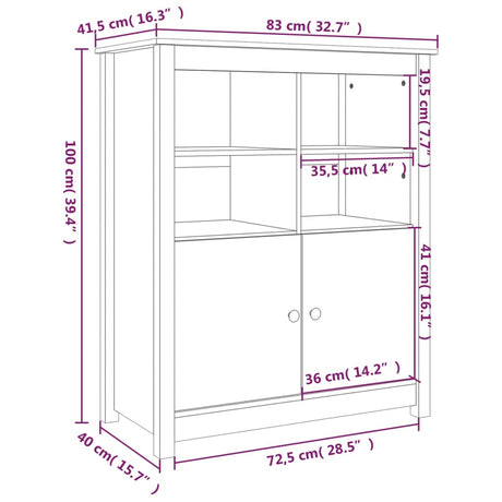 Dressoir 83x41,5x100 cm massief grenenhout honingbruin - AllerleiShop