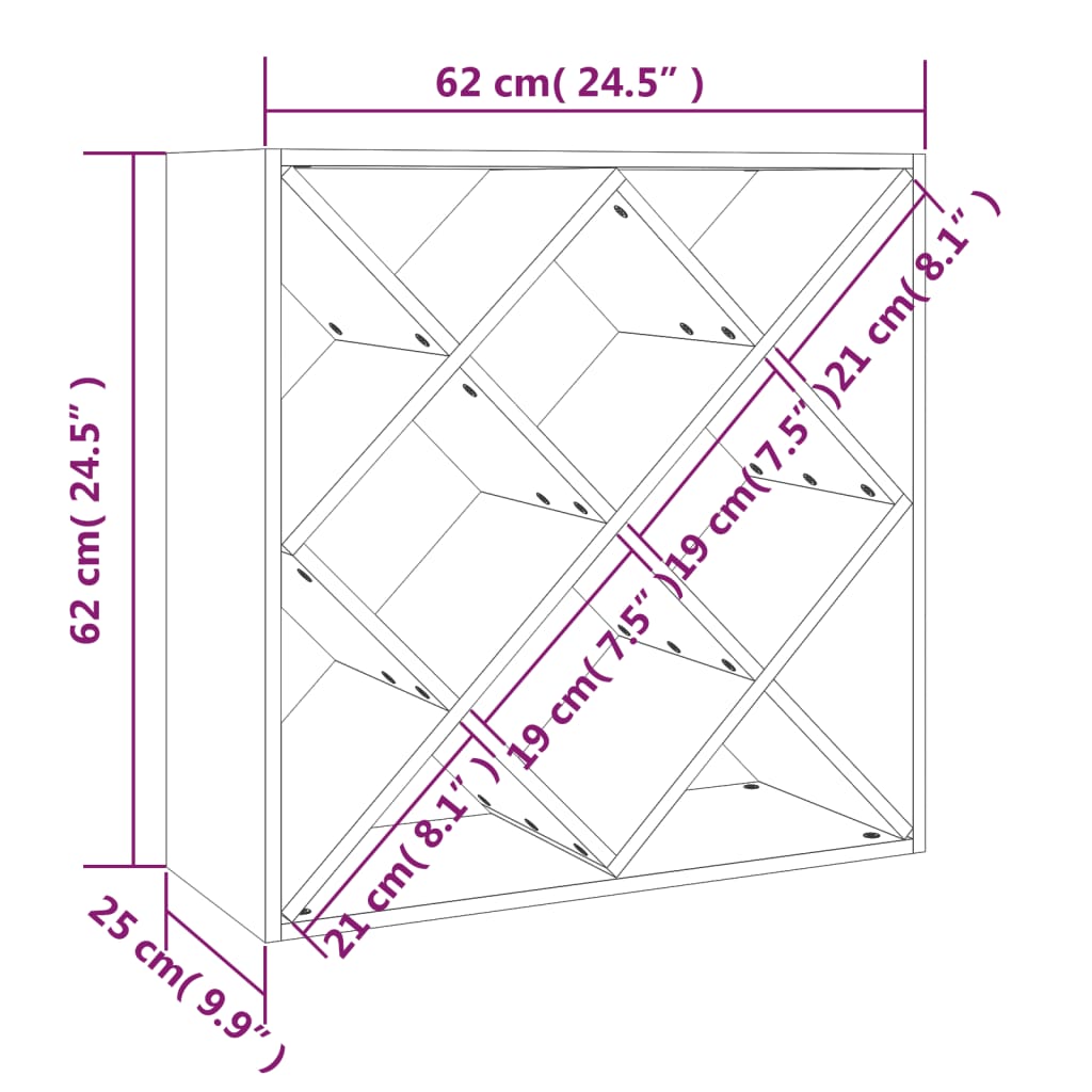 Wijnkast 62x25x62 cm massief grenenhout wit - AllerleiShop