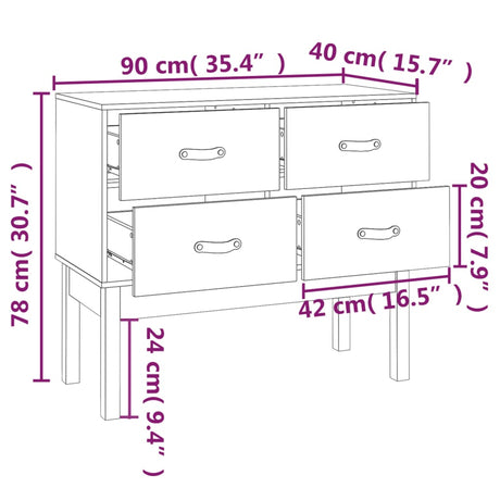 Wandkast 90x40x78 cm massief grenenhout wit - AllerleiShop