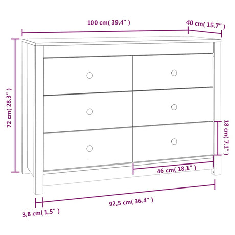 Dressoir 100x40x72 cm massief grenenhout - AllerleiShop