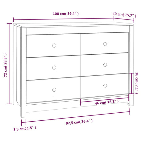 Dressoir 100x40x72 cm massief grenenhout grijs - AllerleiShop