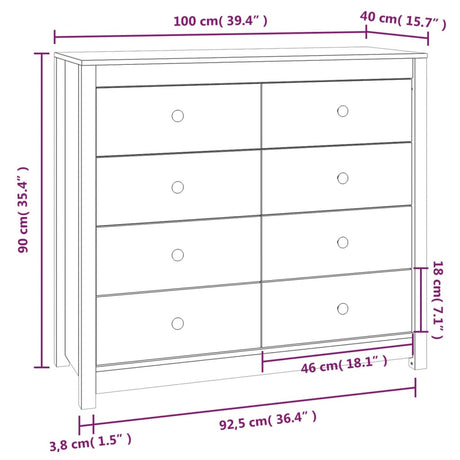 Dressoir 100x40x90 cm massief grenenhout - AllerleiShop