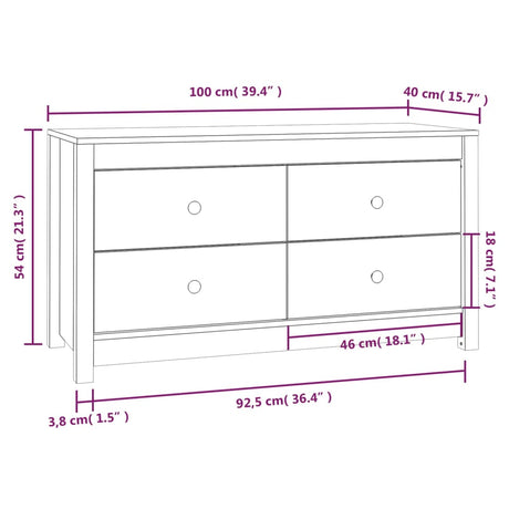 Dressoir 100x40x54 cm massief grenenhout - AllerleiShop