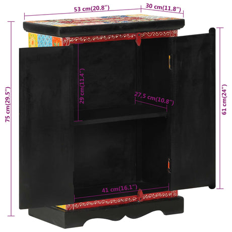 Kast handgeschilderd met deuren 53x30x75 cm massief mangohout - AllerleiShop