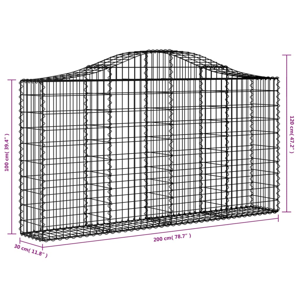 Schanskorven 3 st gewelfd 200x30x100/120 cm ijzer