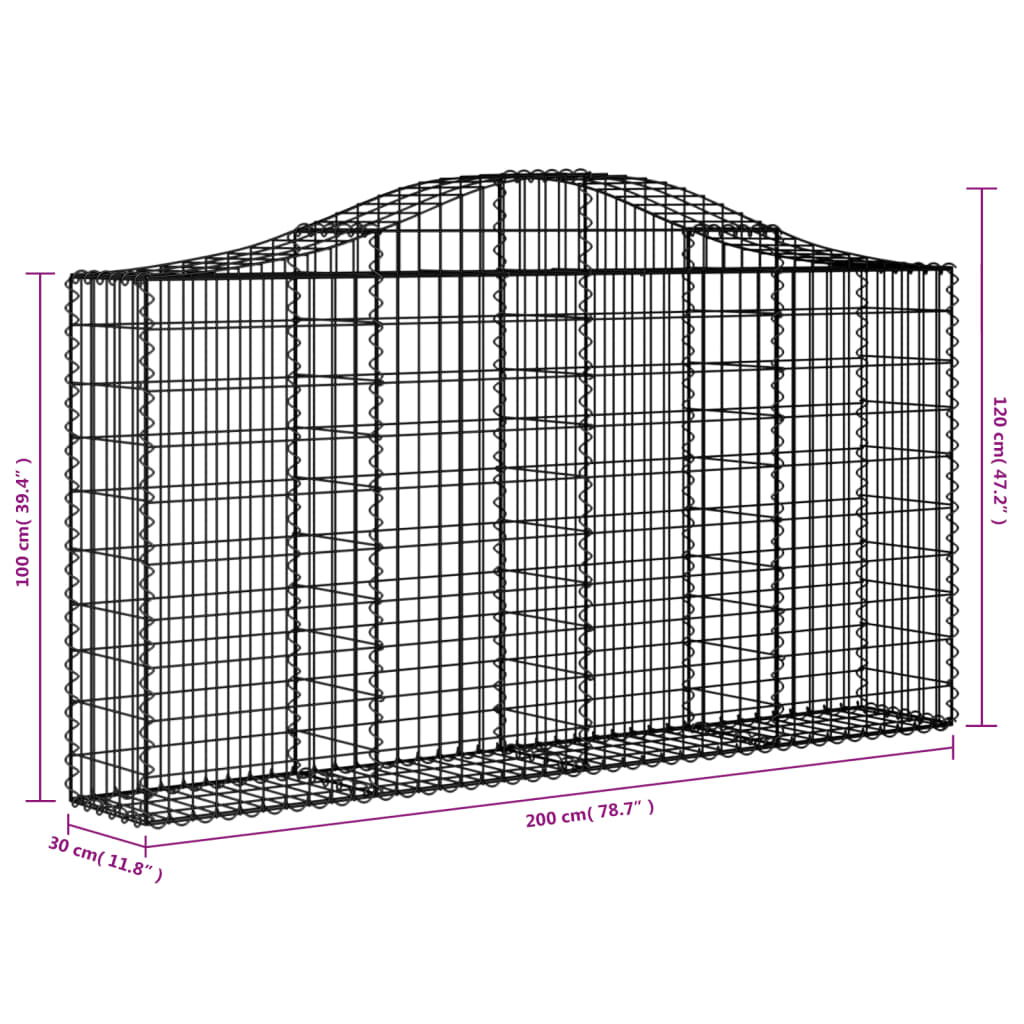 Schanskorven 4 st gewelfd 200x30x100/120 cm ijzer