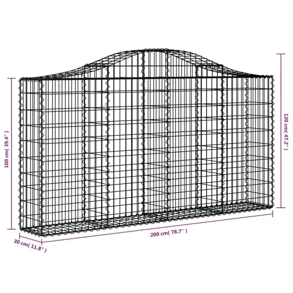 Schanskorven 6 st gewelfd 200x30x100/120 cm ijzer