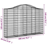 Schanskorven 3 st gewelfd 200x30x120/140 cm ijzer