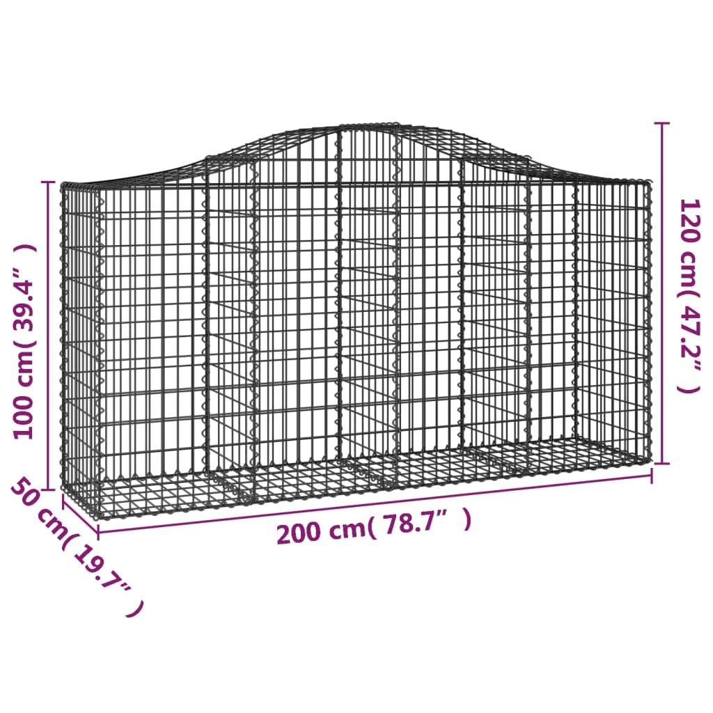 Schanskorven 8 st gewelfd 200x50x100/120 cm ijzer