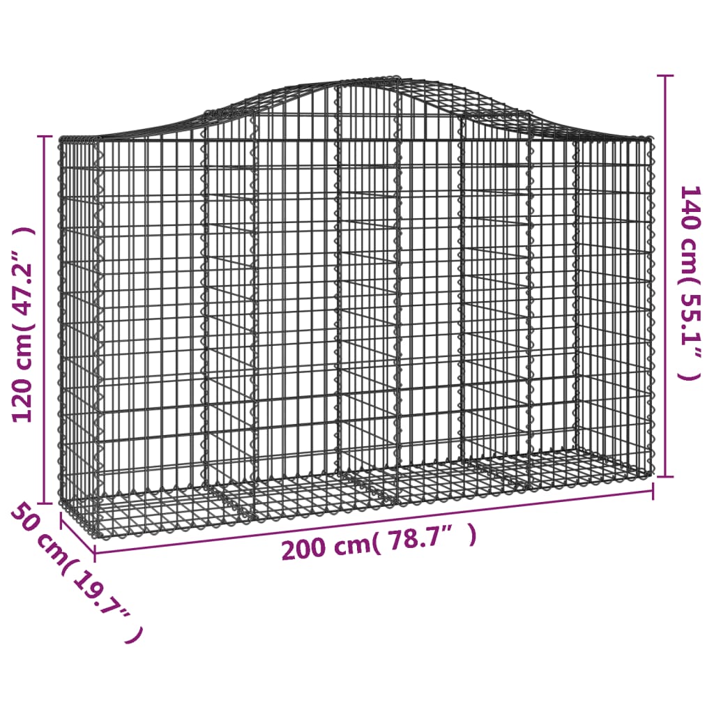 Schanskorven 3 st gewelfd 200x50x120/140 cm ijzer