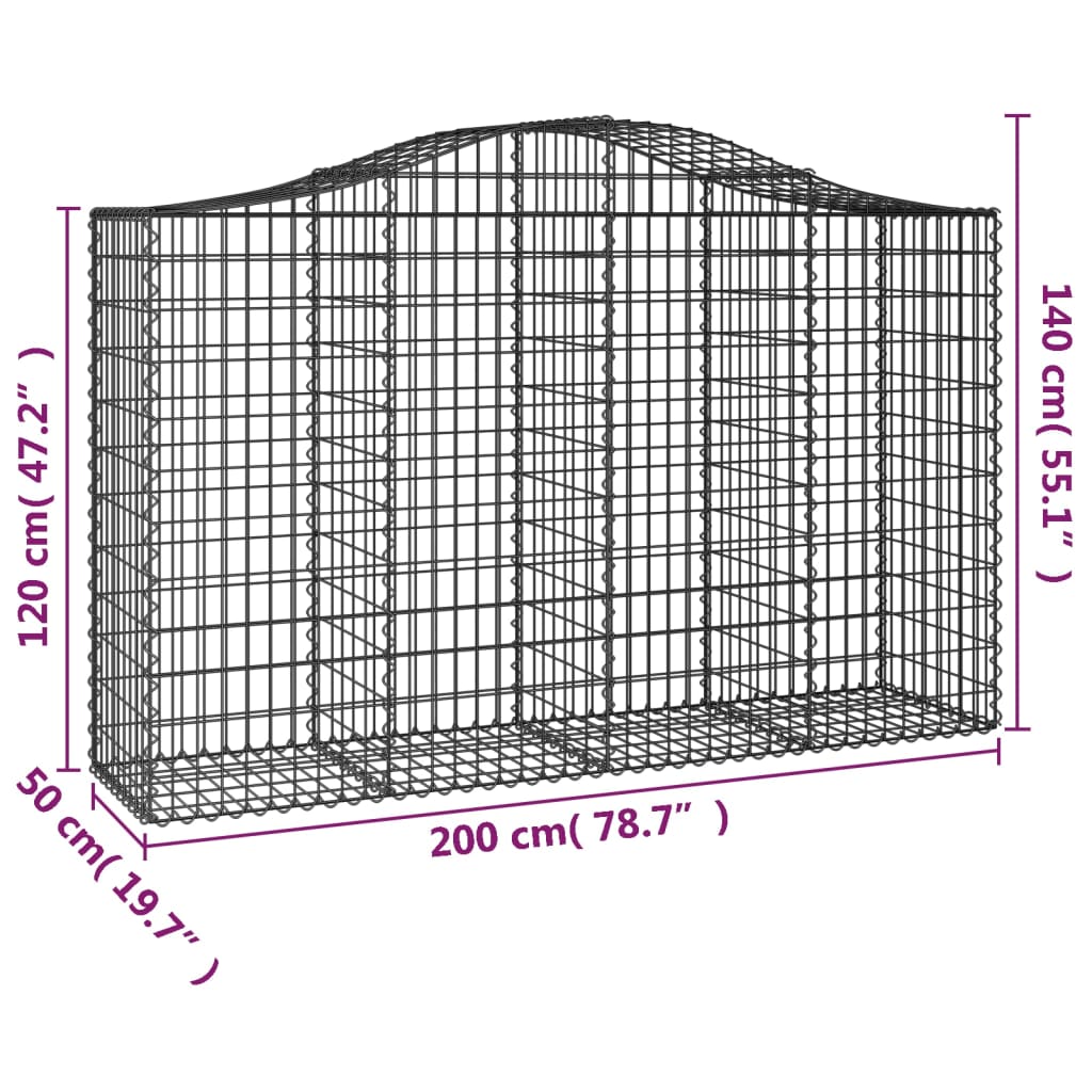 Schanskorven 6 st gewelfd 200x50x120/140 cm ijzer