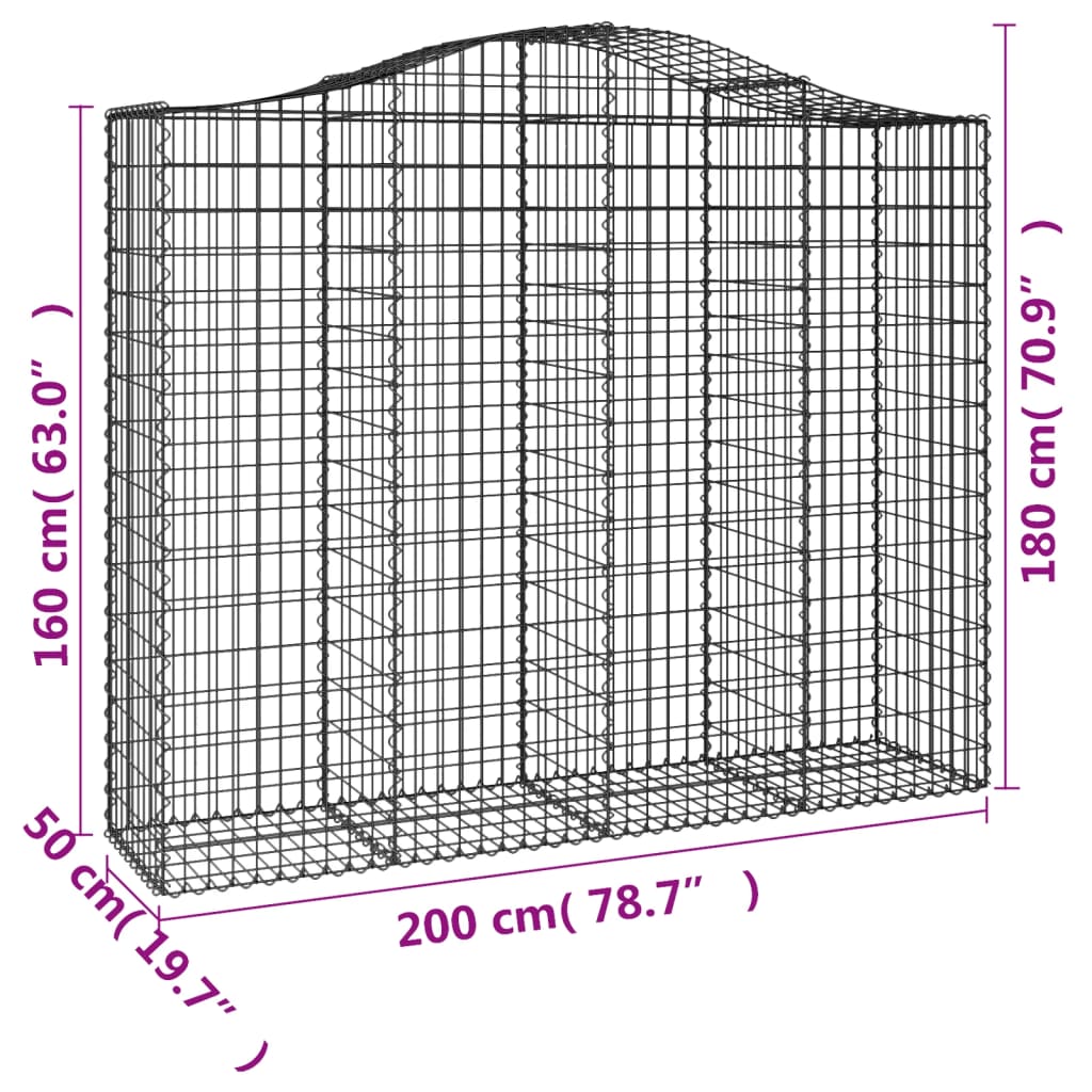 Schanskorven 2 st gewelfd 200x50x160/180 cm ijzer