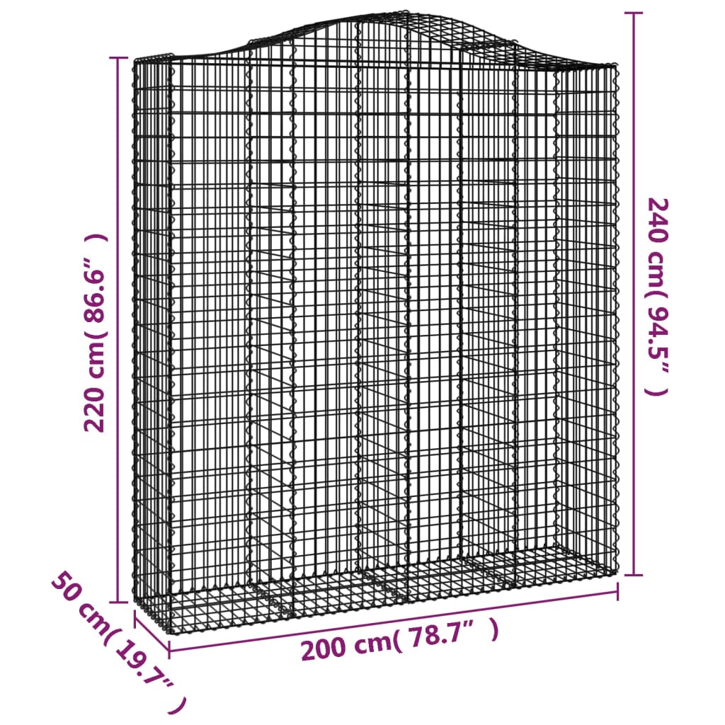 Schanskorven 6 st gewelfd 200x50x220/240 cm ijzer