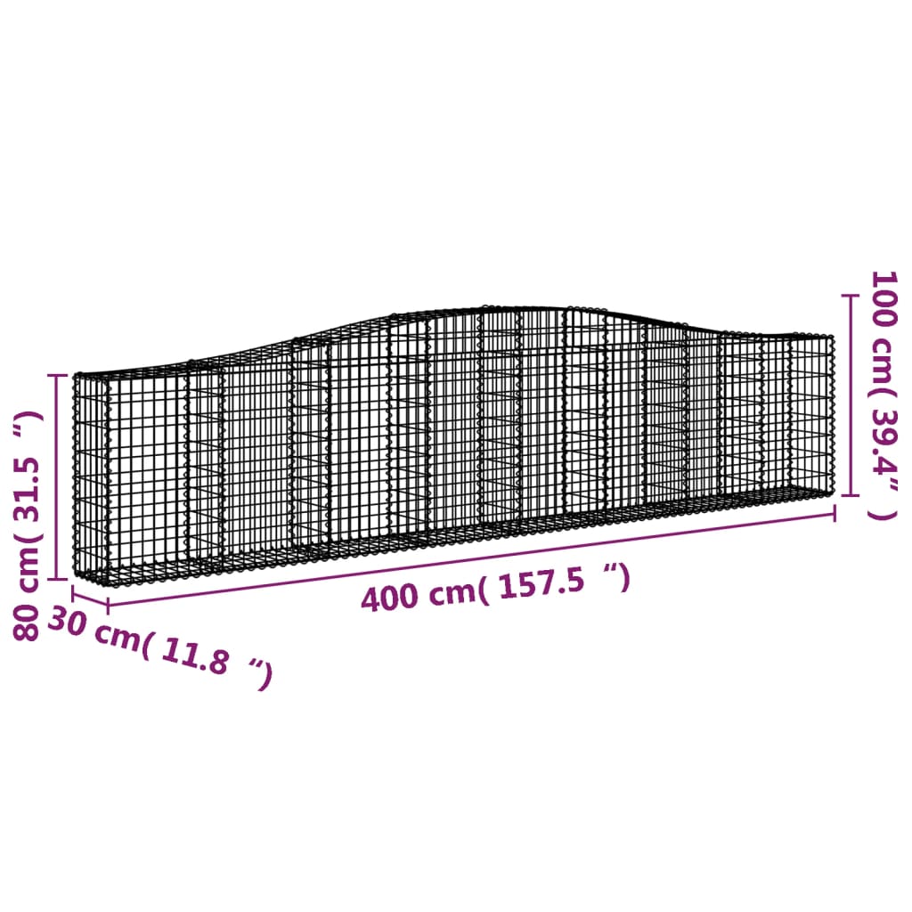 Schanskorven 6 st gewelfd 400x30x80/100 cm ijzer