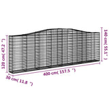 Schanskorven 7 st gewelfd 400x30x120/140 cm ijzer