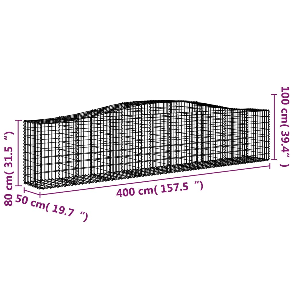 Schanskorven 20 st gewelfd 400x50x80/100 cm ijzer