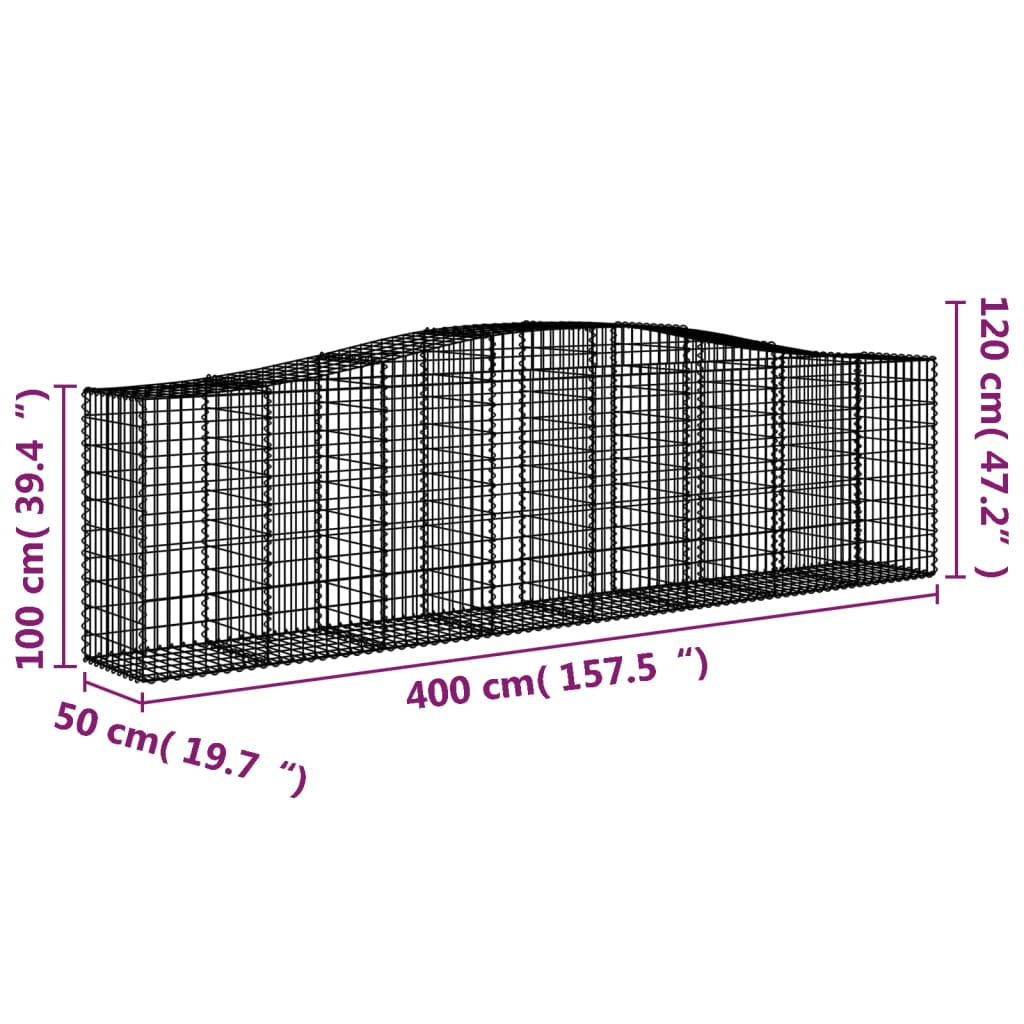 Schanskorven 5 st gewelfd 400x50x100/120 cm ijzer