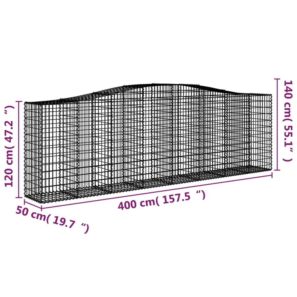 Schanskorven 3 st gewelfd 400x50x120/140 cm ijzer