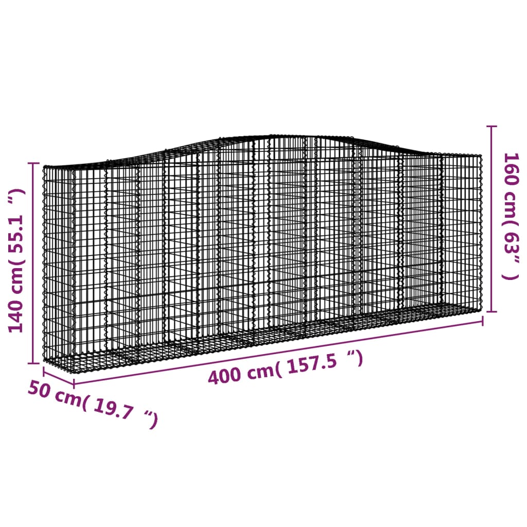 Schanskorven 3 st gewelfd 400x50x140/160 cm ijzer