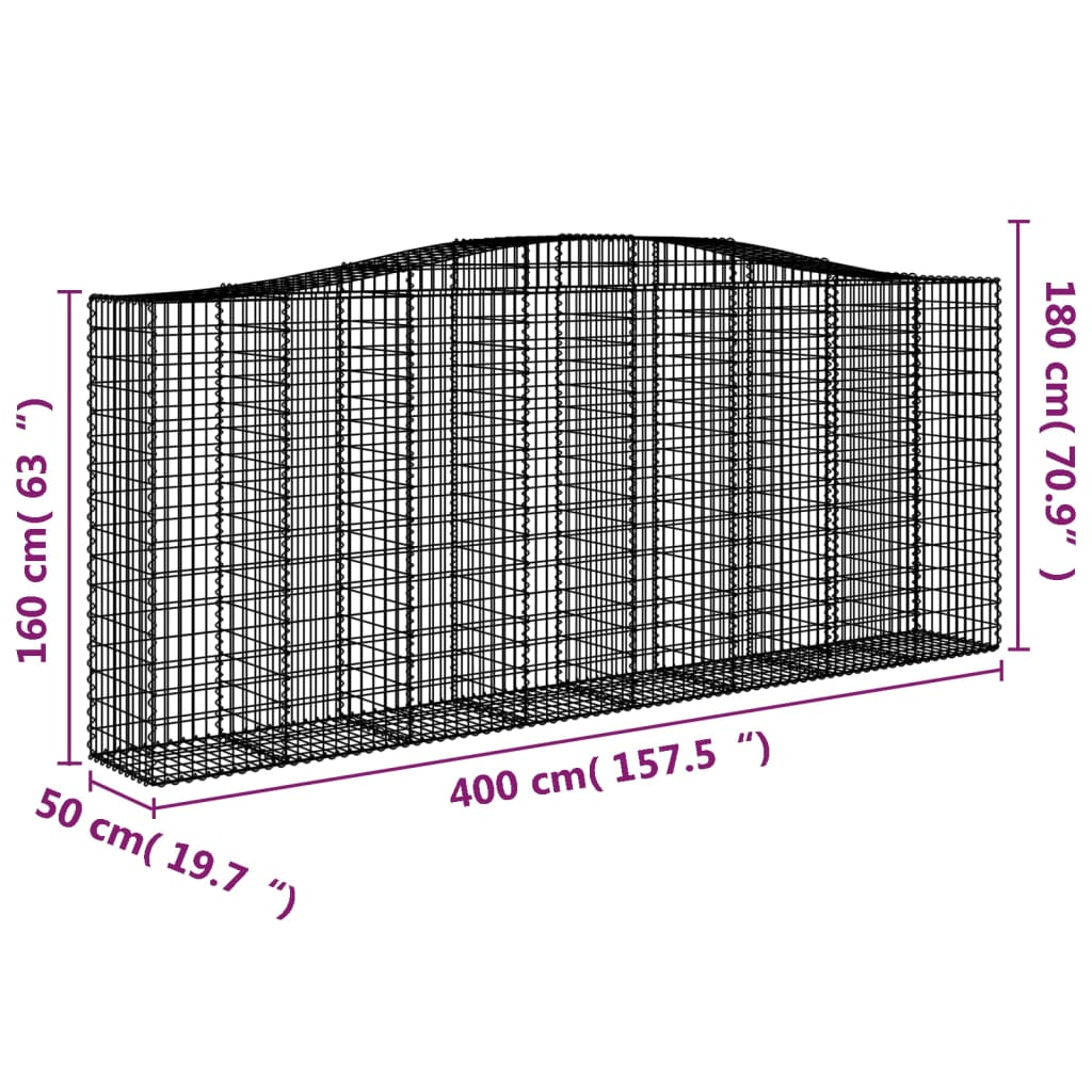 Schanskorven 15 st gewelfd 400x50x160/180 cm ijzer