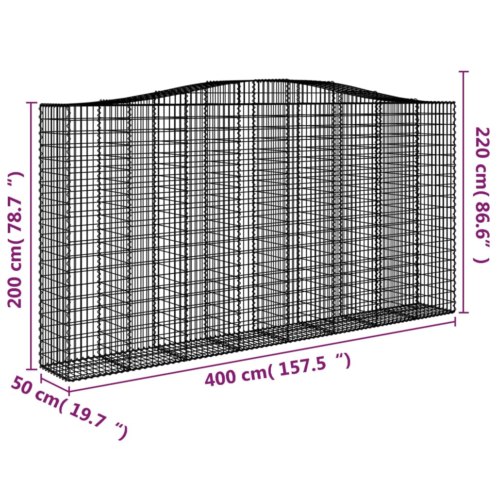 Schanskorven 9 st gewelfd 400x50x200/220 cm ijzer