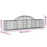 Schanskorven 2 st gewelfd 200x30x40/60 cm gegalvaniseerd ijzer