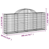 Schanskorven 6 st gewelfd 200x30x80/100 cm gegalvaniseerd ijzer