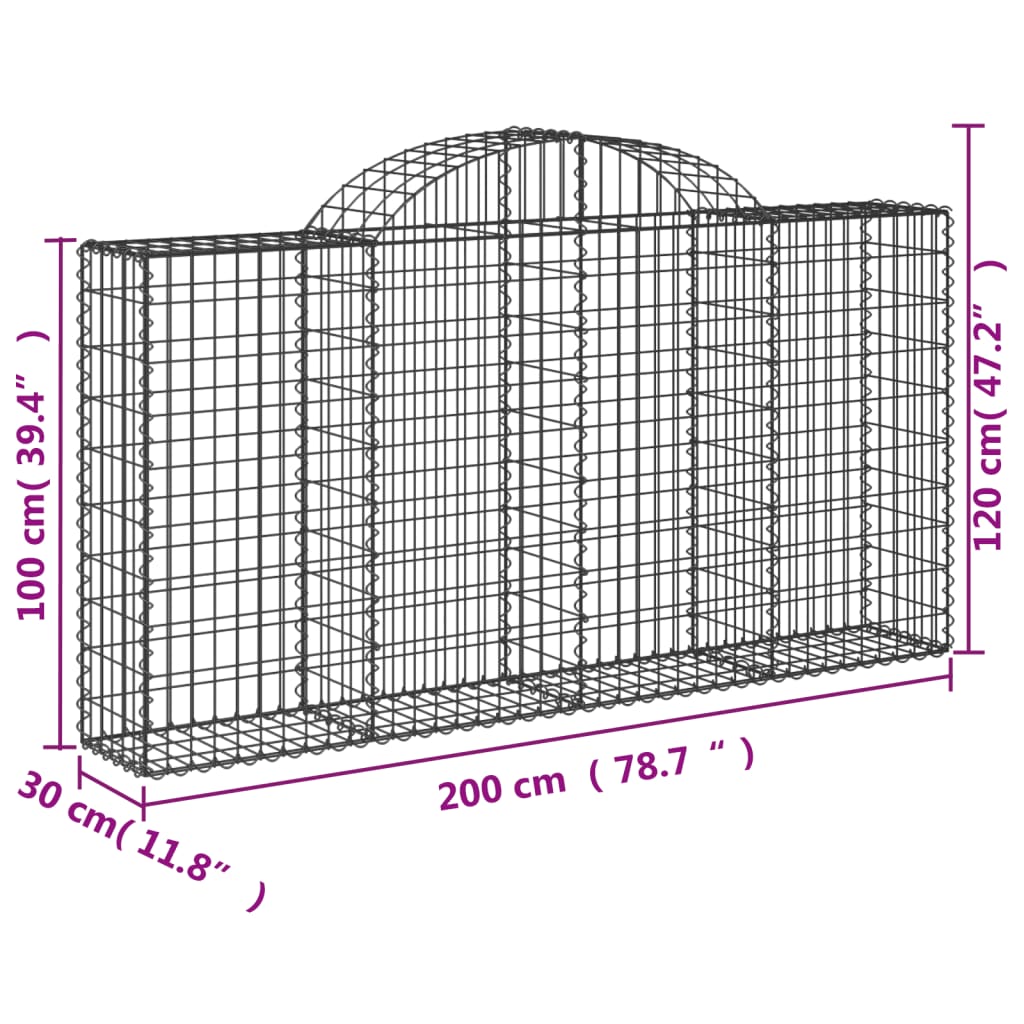 Schanskorven 7 st gewelfd 200x30x100/120 cm ijzer