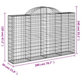 Schanskorven 2 st gewelfd 200x30x120/140 cm ijzer