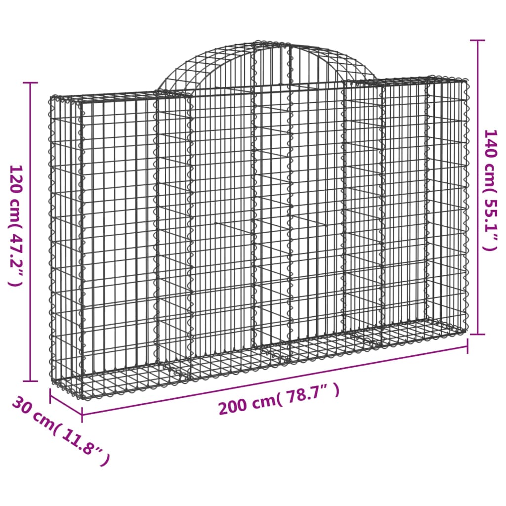 Schanskorven 3 st gewelfd 200x30x120/140 cm ijzer