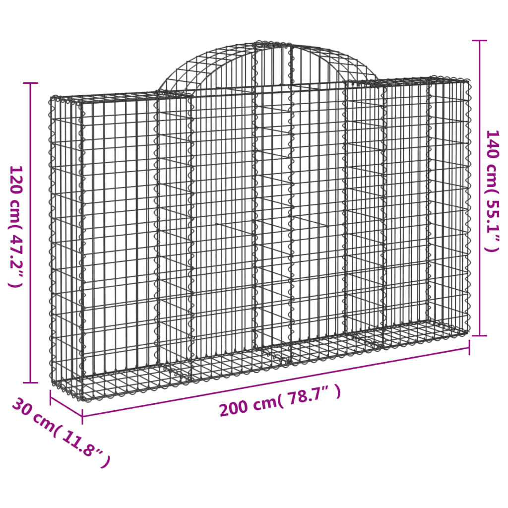 Schanskorven 4 st gewelfd 200x30x120/140 cm ijzer